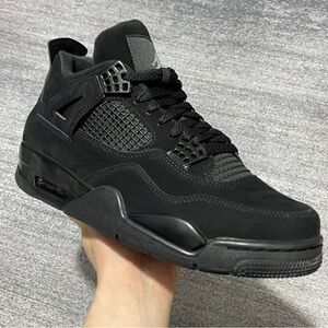 Men's Air Jordan 4 Retro "Black Cat" All-Black Sneakers - New With Original Box